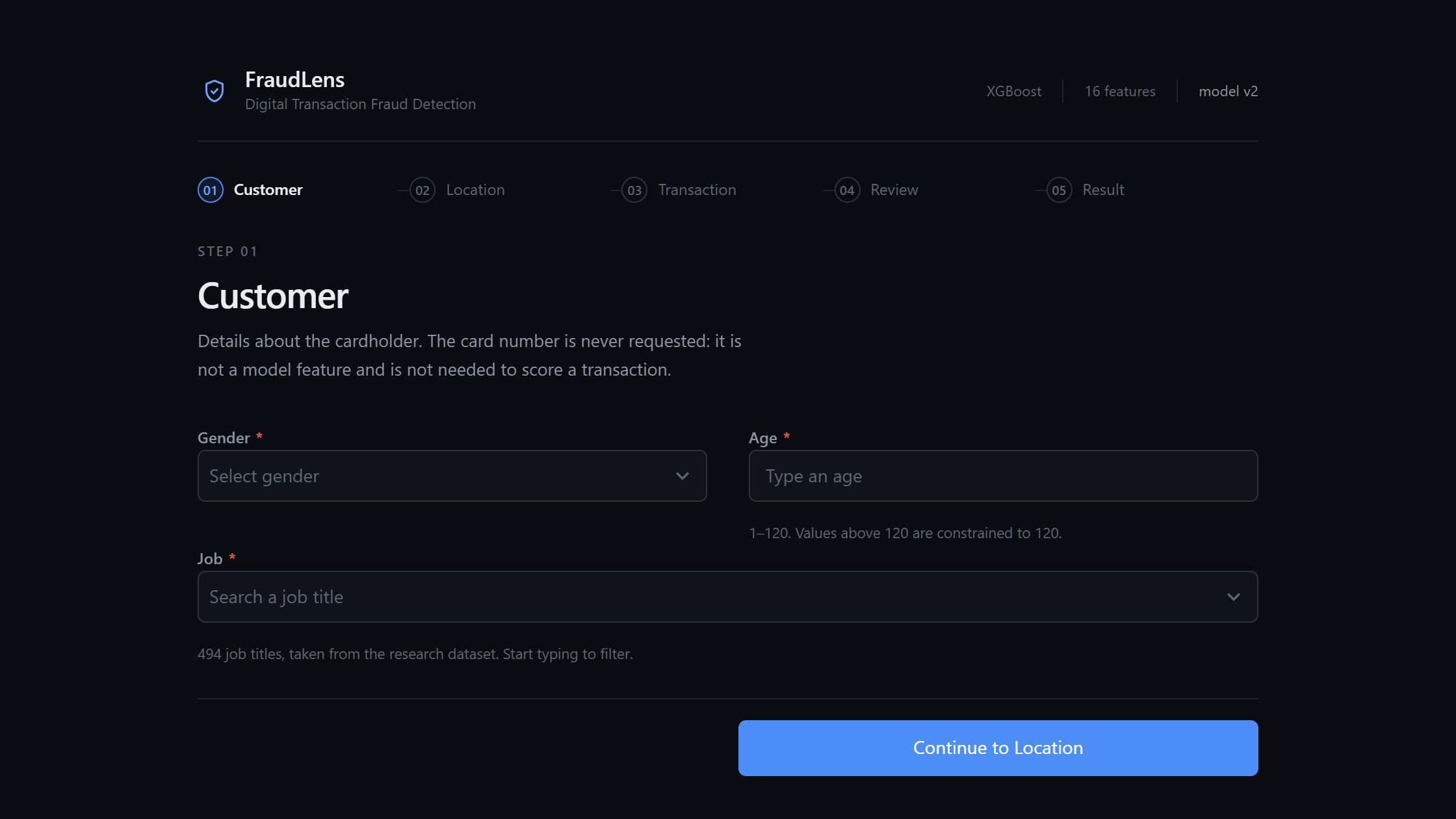Screenshot of FraudLens